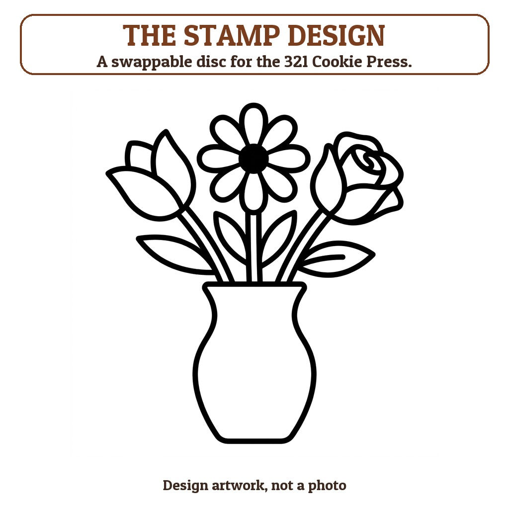 Vase of Flowers cookie stamp - the stamp design artwork