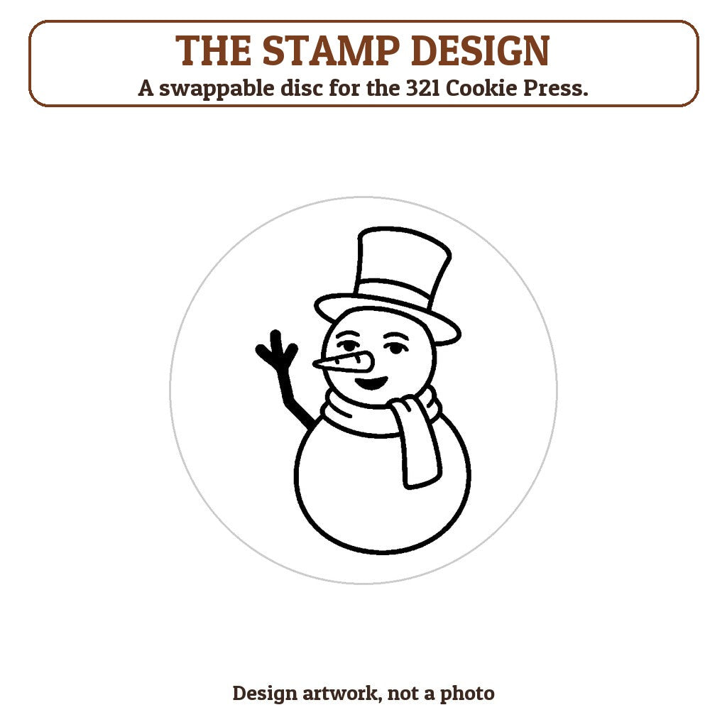Waving Snowman cookie stamp - the stamp design artwork