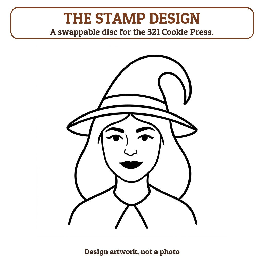 Witch Face cookie stamp - the stamp design artwork