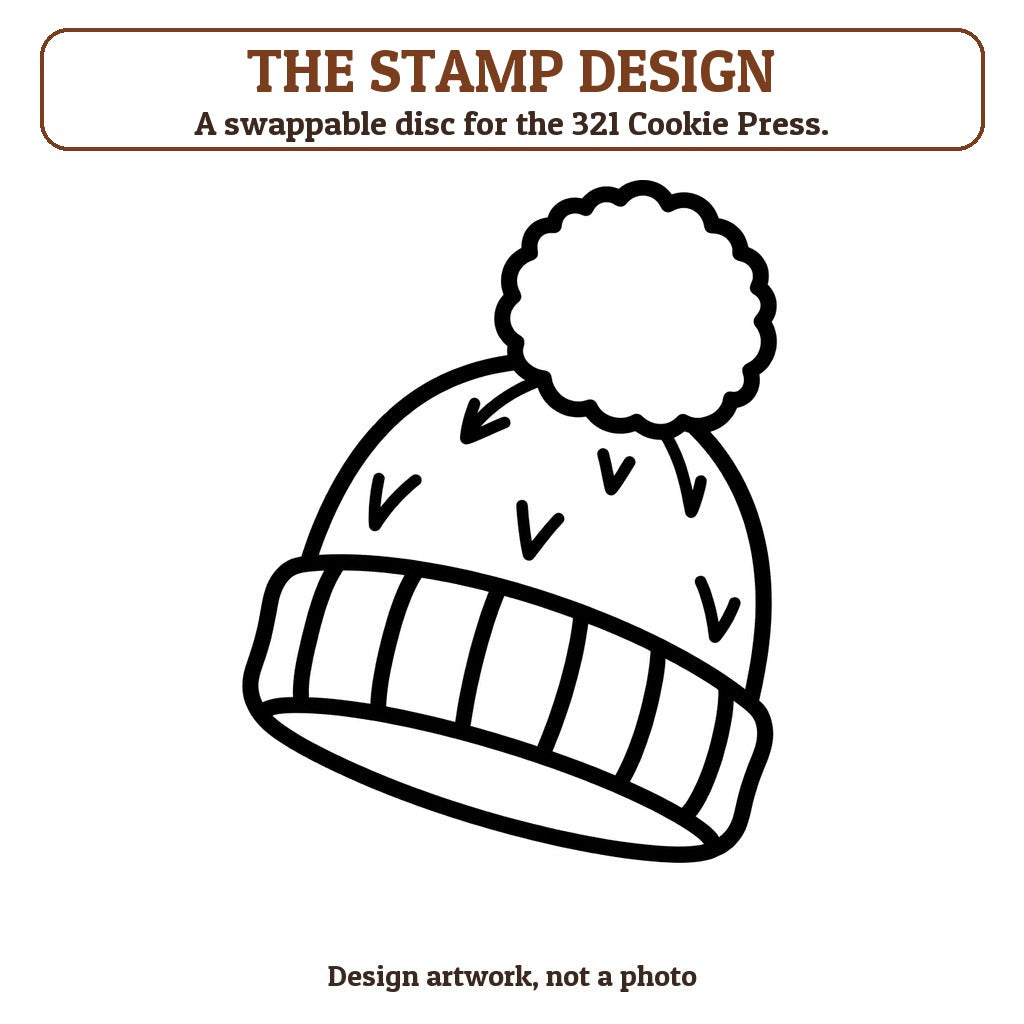 Woolly Hat cookie stamp - the stamp design artwork