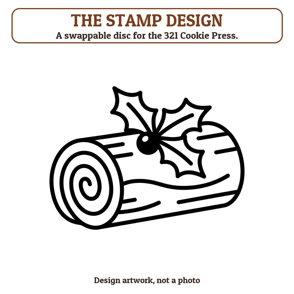 Yule Log Cake cookie stamp - the stamp design artwork
