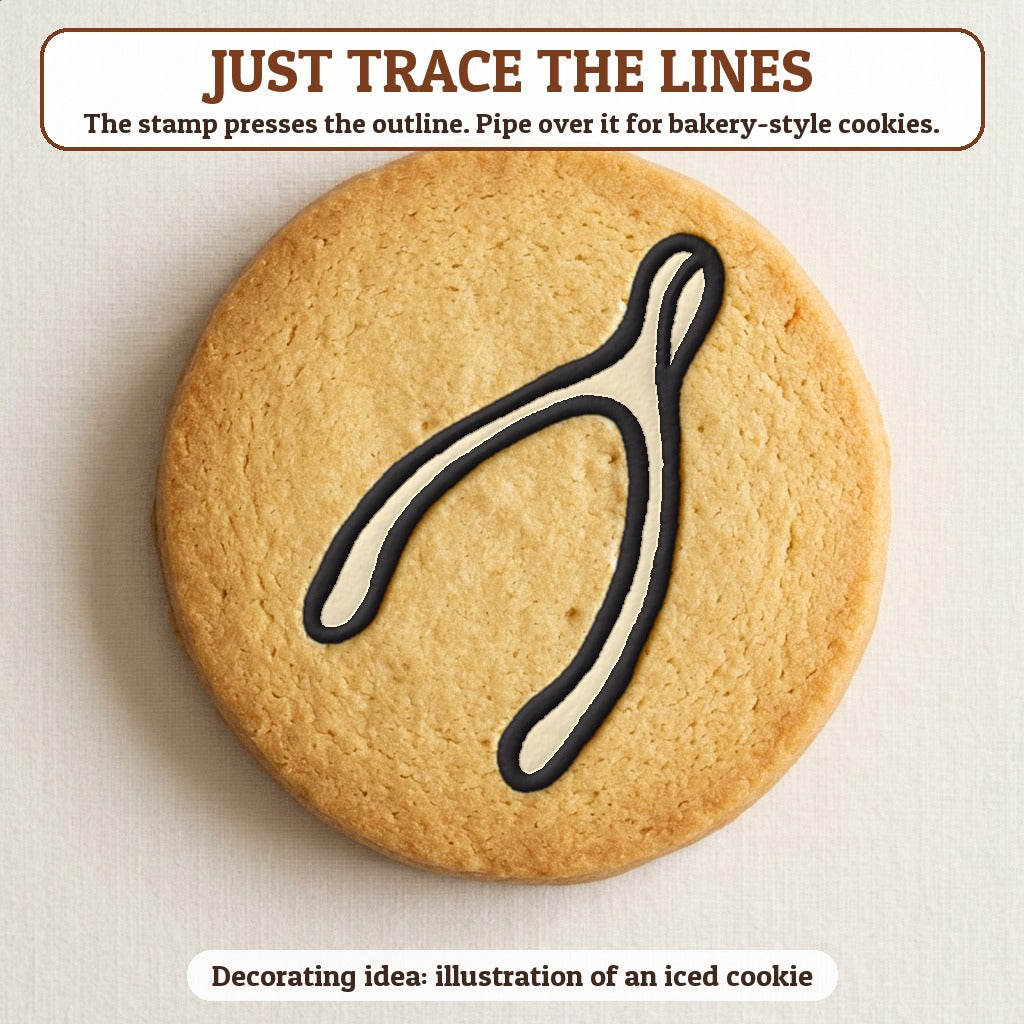 Wishbone cookie traced with icing, iced decorating idea