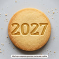 2027 cookie stamp - cookie mockup, a computer preview, not a real cookie