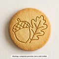 Acorn and Oak Leaf cookie stamp - cookie mockup, a computer preview, not a real cookie