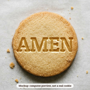 Amen cookie stamp - cookie mockup, a computer preview, not a real cookie