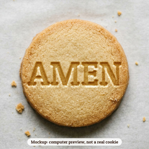 Amen cookie stamp - cookie mockup, a computer preview, not a real cookie