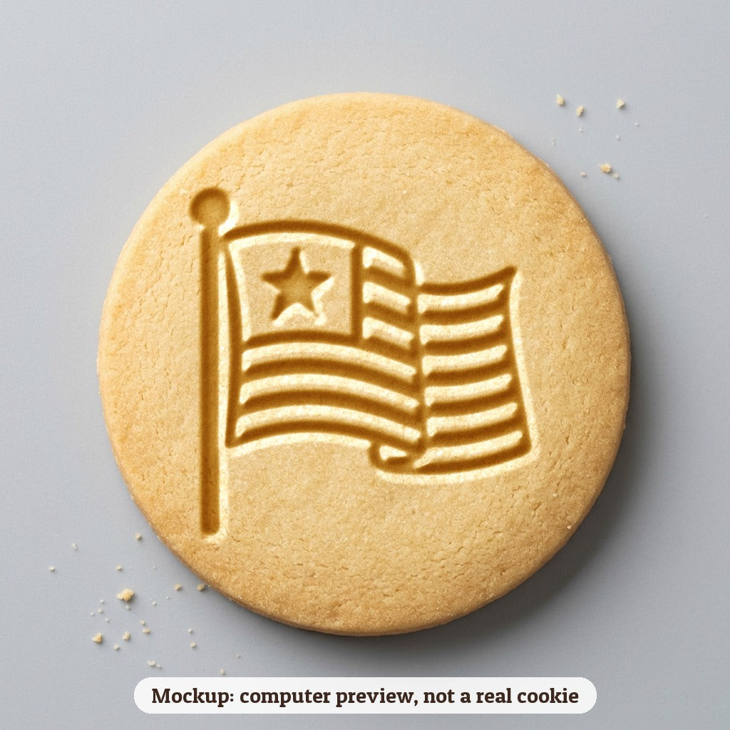 American Flag cookie stamp - cookie mockup, a computer preview, not a real cookie