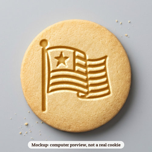 American Flag cookie stamp - cookie mockup, a computer preview, not a real cookie