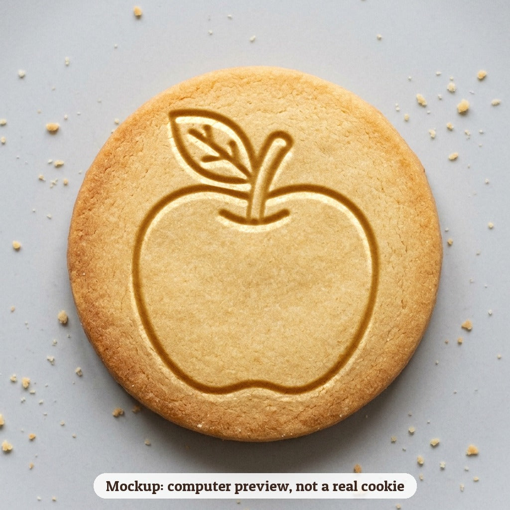Apple cookie stamp - cookie mockup, a computer preview, not a real cookie