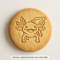Axolotl cookie stamp - cookie mockup, a computer preview, not a real cookie