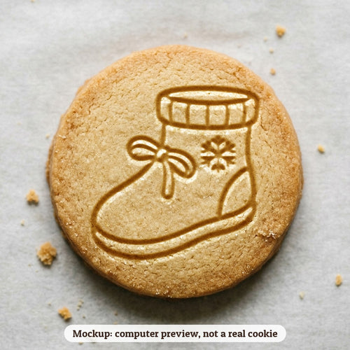 Baby Bootie cookie stamp - cookie mockup, a computer preview, not a real cookie