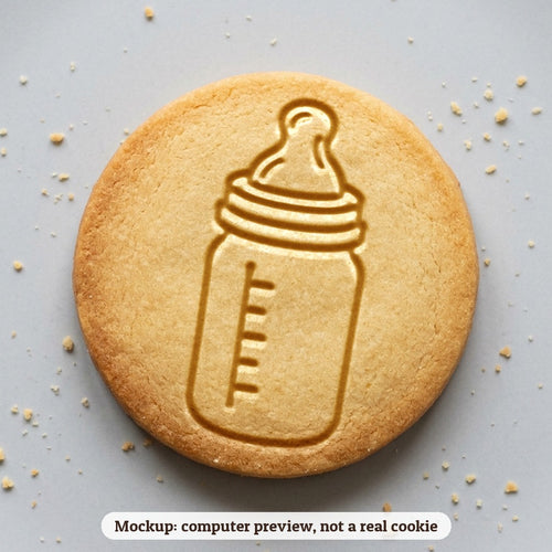 Baby Bottle cookie stamp - cookie mockup, a computer preview, not a real cookie