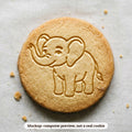 Baby Elephant cookie stamp - cookie mockup, a computer preview, not a real cookie