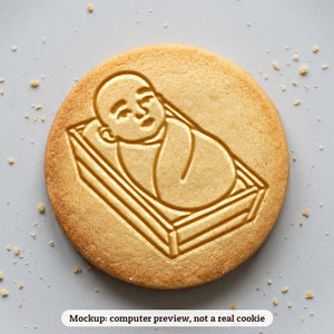 Baby in the Manger cookie stamp - cookie mockup, a computer preview, not a real cookie
