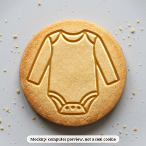 Baby Onesie cookie stamp - cookie mockup, a computer preview, not a real cookie