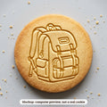 Backpack cookie stamp - cookie mockup, a computer preview, not a real cookie