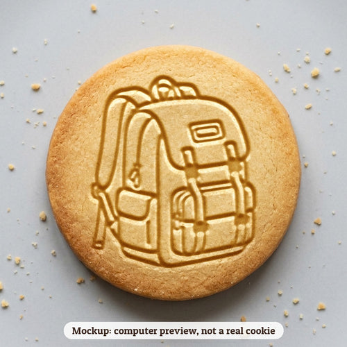 Backpack cookie stamp - cookie mockup, a computer preview, not a real cookie