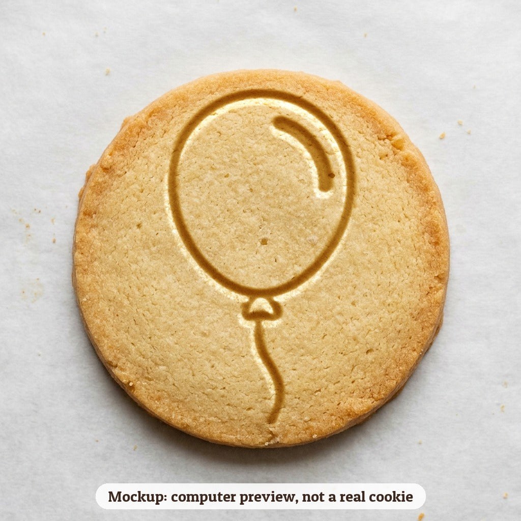 Balloon cookie stamp - cookie mockup, a computer preview, not a real cookie
