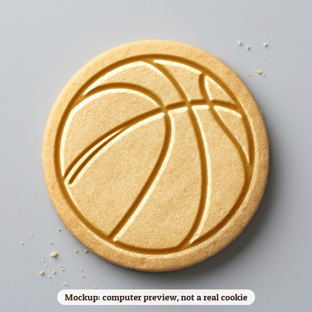 Basketball cookie stamp - cookie mockup, a computer preview, not a real cookie