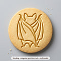 Bat cookie stamp - cookie mockup, a computer preview, not a real cookie