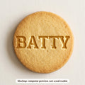 Batty cookie stamp - cookie mockup, a computer preview, not a real cookie