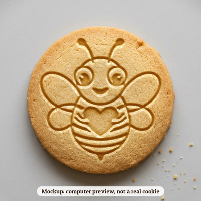 Bee Mine Bee cookie stamp - cookie mockup, a computer preview, not a real cookie