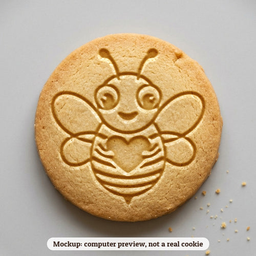 Bee Mine Bee cookie stamp - cookie mockup, a computer preview, not a real cookie