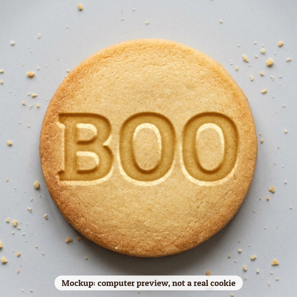 Boo cookie stamp - cookie mockup, a computer preview, not a real cookie