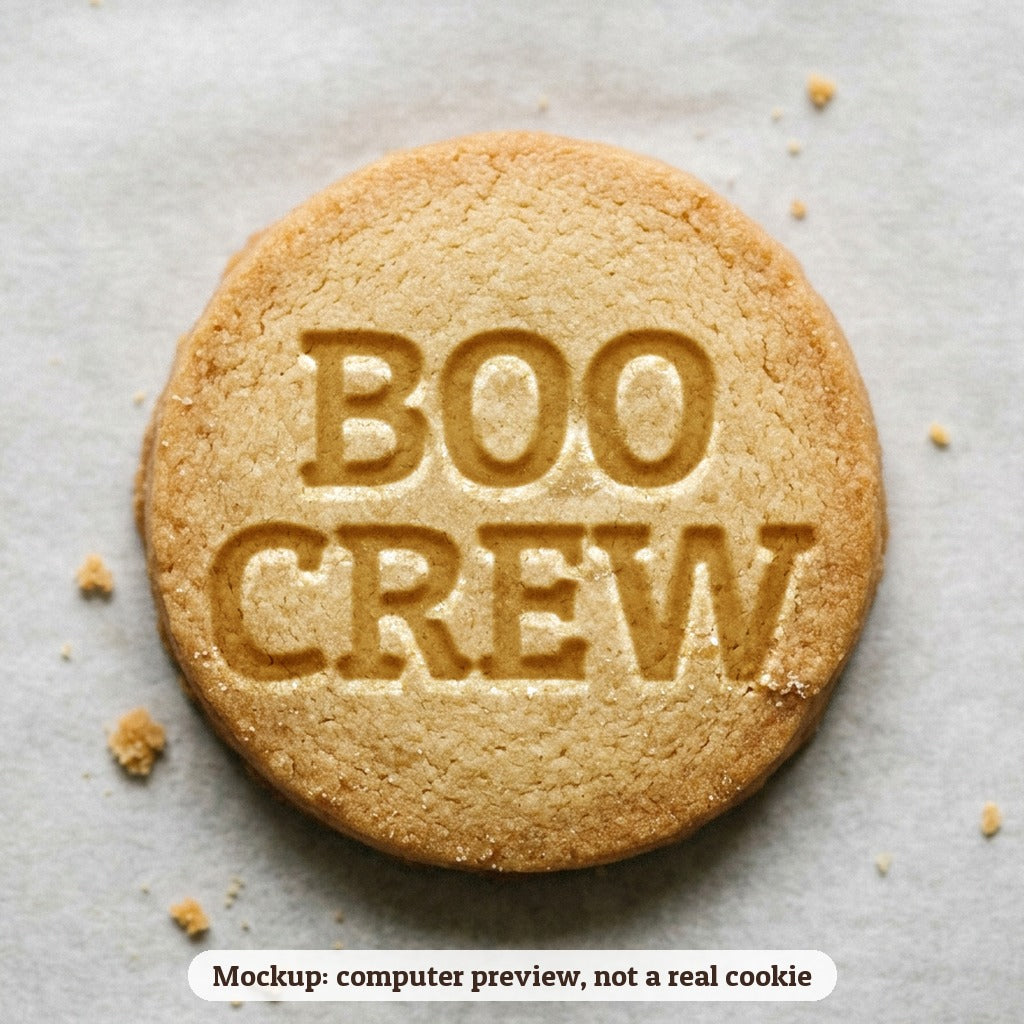 Boo Crew cookie stamp - cookie mockup, a computer preview, not a real cookie