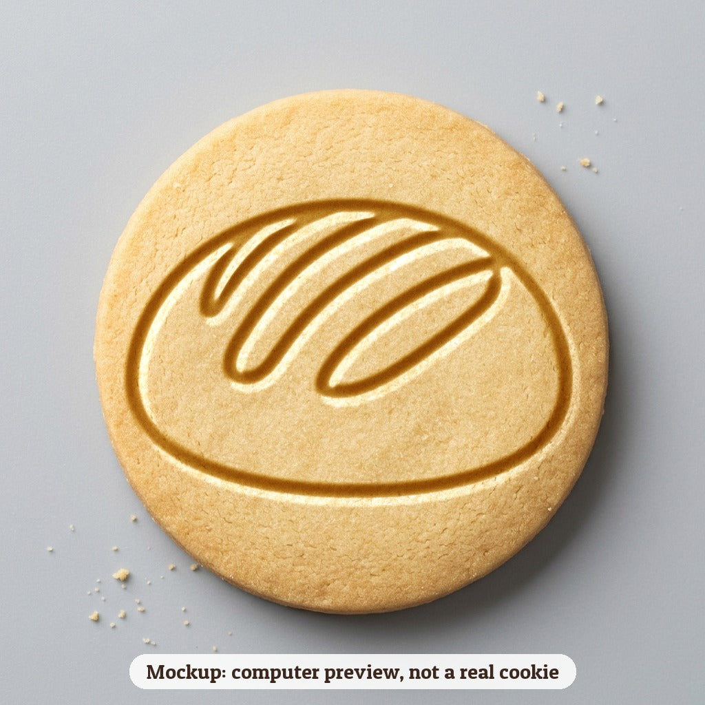 Bread Loaf cookie stamp - cookie mockup, a computer preview, not a real cookie