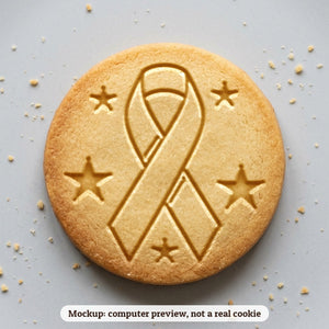 Breast Cancer Ribbon cookie stamp - cookie mockup, a computer preview, not a real cookie