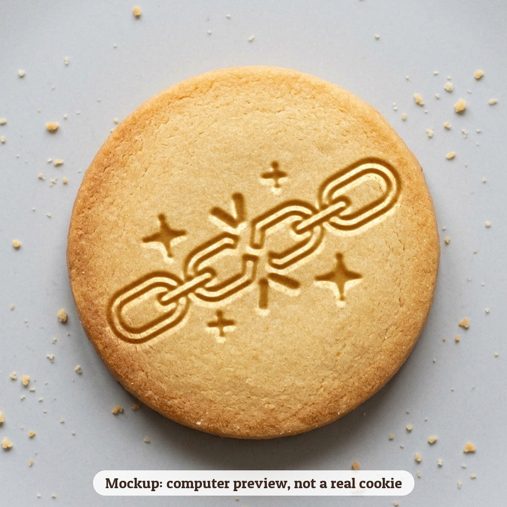 Broken Chain cookie stamp - cookie mockup, a computer preview, not a real cookie