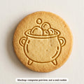 Bubbling Cauldron cookie stamp - cookie mockup, a computer preview, not a real cookie