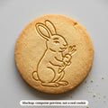 Bunny with a Carrot cookie stamp - cookie mockup, a computer preview, not a real cookie