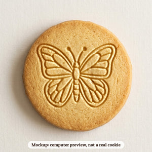 Butterfly cookie stamp - cookie mockup, a computer preview, not a real cookie