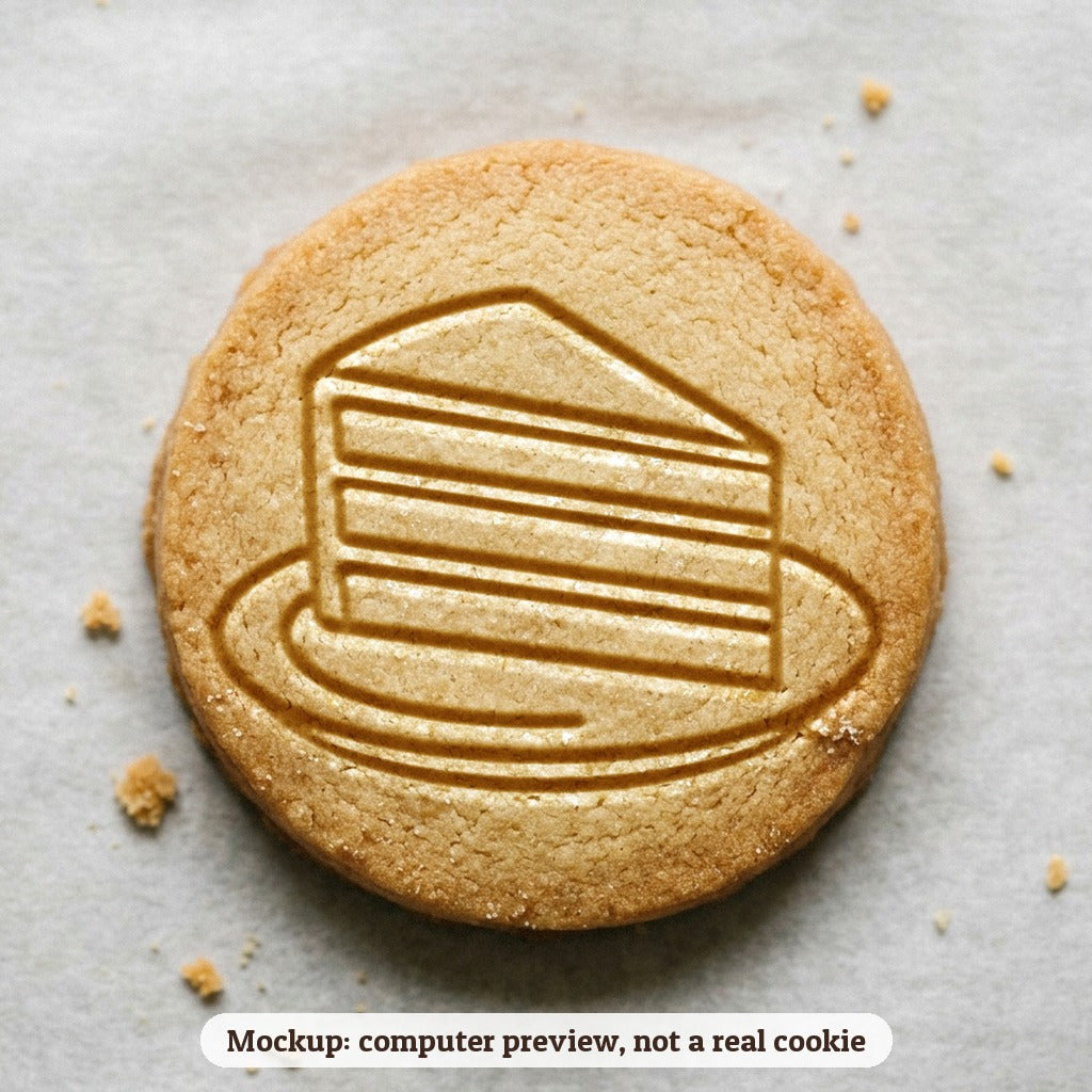 Cake Slice cookie stamp - cookie mockup, a computer preview, not a real cookie