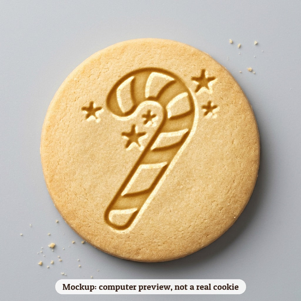Candy Cane cookie stamp - cookie mockup, a computer preview, not a real cookie