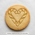 Candy Cane Heart cookie stamp - cookie mockup, a computer preview, not a real cookie