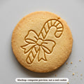Candy Cane with a Bow cookie stamp - cookie mockup, a computer preview, not a real cookie