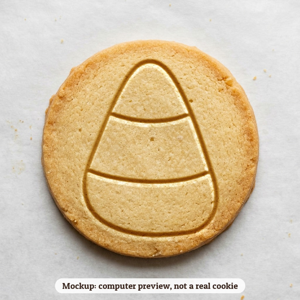 Candy Corn cookie stamp - cookie mockup, a computer preview, not a real cookie