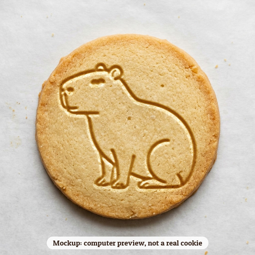 Capybara cookie stamp - cookie mockup, a computer preview, not a real cookie