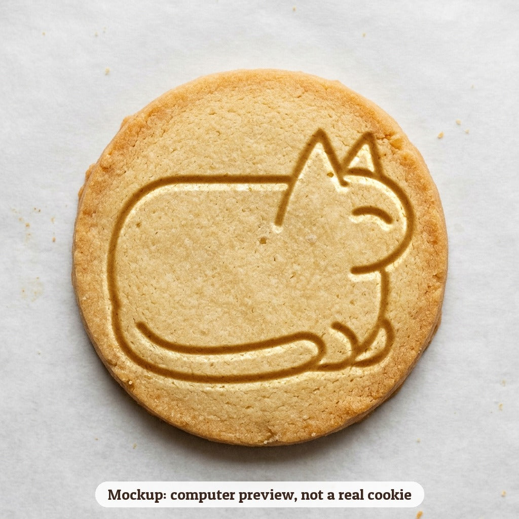 Cat Loaf cookie stamp - cookie mockup, a computer preview, not a real cookie