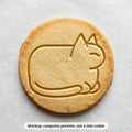 Cat Loaf cookie stamp - cookie mockup, a computer preview, not a real cookie