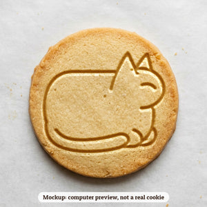 Cat Loaf cookie stamp - cookie mockup, a computer preview, not a real cookie