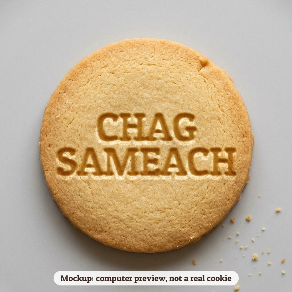 Chag Sameach cookie stamp - cookie mockup, a computer preview, not a real cookie