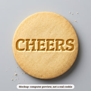 Cheers cookie stamp - cookie mockup, a computer preview, not a real cookie