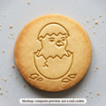 Chick in an Eggshell cookie stamp - cookie mockup, a computer preview, not a real cookie
