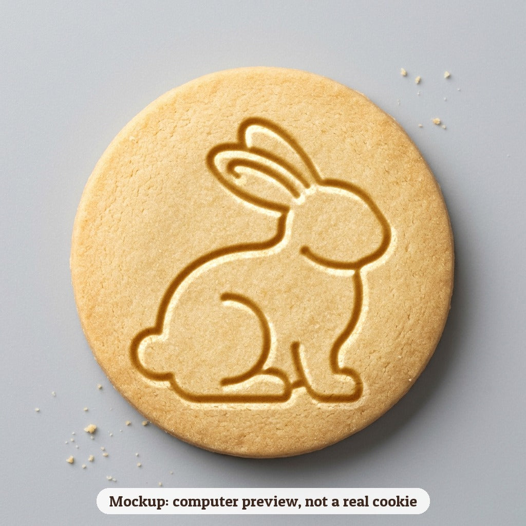 Chocolate Bunny cookie stamp - cookie mockup, a computer preview, not a real cookie