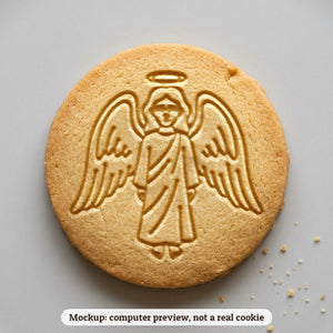 Christmas Angel cookie stamp - cookie mockup, a computer preview, not a real cookie