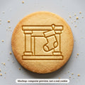 Christmas Fireplace cookie stamp - cookie mockup, a computer preview, not a real cookie